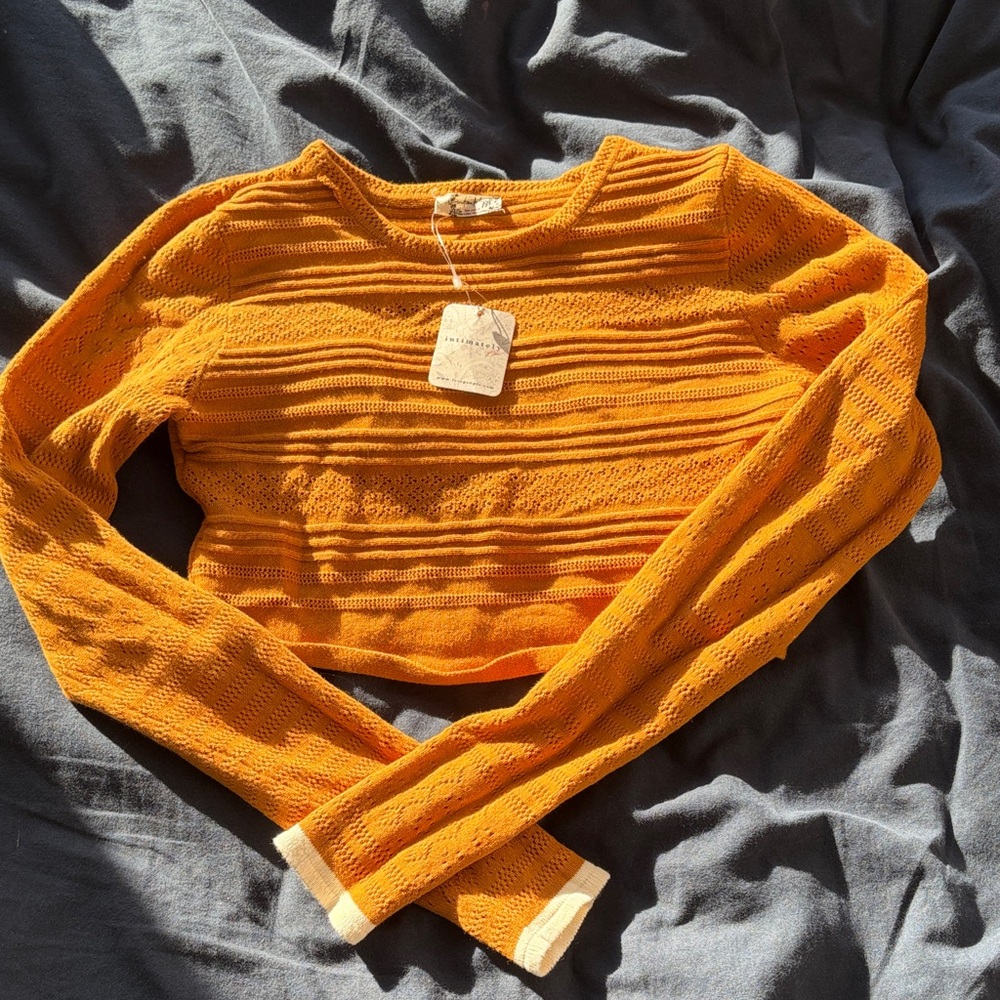 Free People Orange Long Sleeve Top